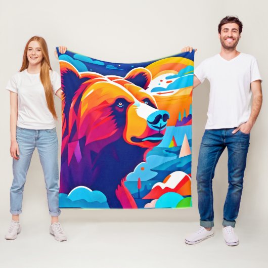 Lebhafter Bär, Moonlit-Szene Fleecedecke (Beispiel)