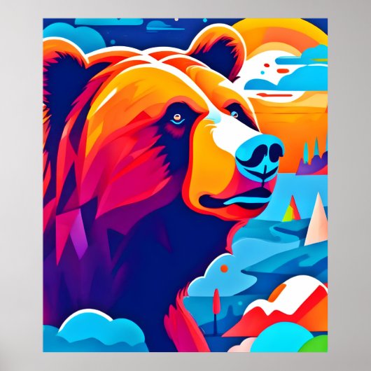 Lebhafter Bär, Moonlit-Szene Poster (Vorne)