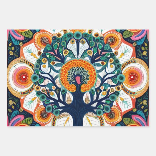 Lebhafter Baum der Sammlung des Lebens Geschenkpapier Set (Vorderseite 3)