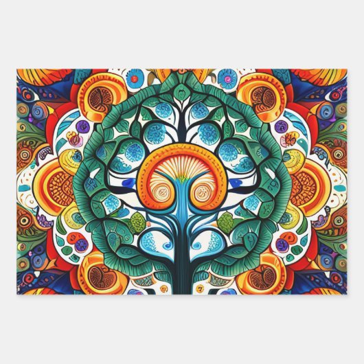 Lebhafter Baum der Sammlung des Lebens Geschenkpapier Set (Vorderseite 2)