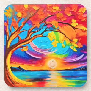 Lebhafter Baum Getränkeuntersetzer