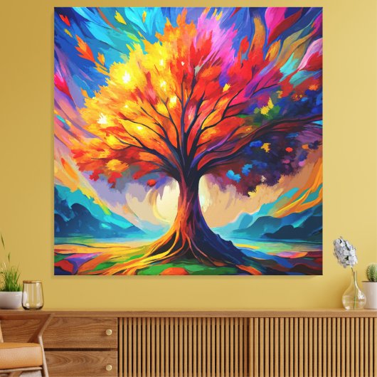 Lebhafter Baum Leinwanddruck (Insitu (Wohnzimmer))