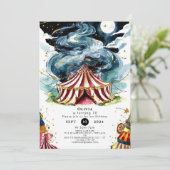 Lebhafter, benutzerdefinierter Zirkus Geburtstag Einladung (Stehend Vorderseite)