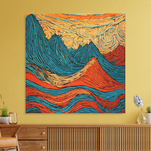 Lebhafter Bergfluss Leinwanddruck