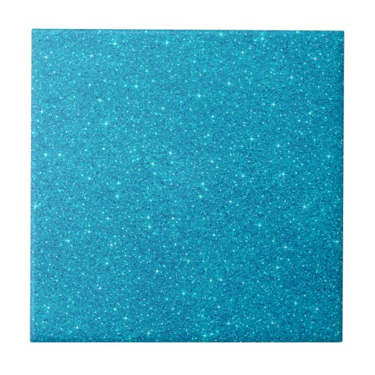 Lebhafter blauer Glitzer Sparkle Keramik Tile Fliese (Vorderseite)