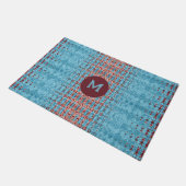 Lebhafter blauer Südwestästhetischer geometrischer Fußmatte (Schrägansicht)