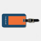 Lebhafter Blauer und orangefarbener Farbblock Gepäckanhänger (Vorderseite horizontal)