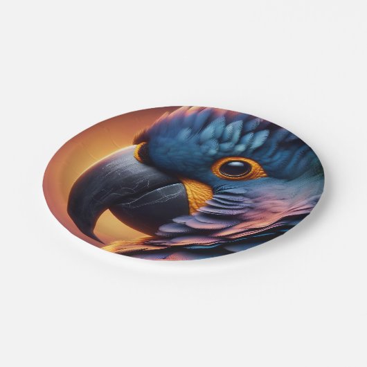 Lebhafter Blick: Makroporträt eines farbenfrohen P Pappteller (Schrägansicht)