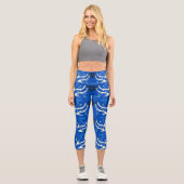 Lebhafter Blue Dragon Slash Pattern Yoga Capri Leggings (Vorderseite)