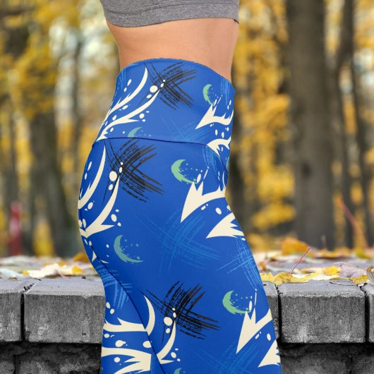 Lebhafter Blue Dragon Slash Pattern Yoga Capri Leggings