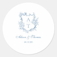 Lebhafter Blue Monogram Wappen Wedding Umschlag Au