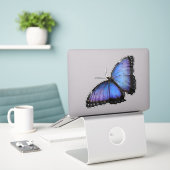 Lebhafter Blue Morpho Butterfly Sticker - Custom C (Laptop auf Schreibtisch)