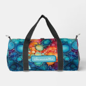 Lebhafter Blue Orange Pink Alkoholink Spritzer Duffle Bag (Vorderseite)