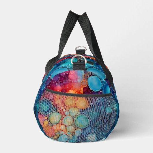 Lebhafter Blue Orange Pink Alkoholink Spritzer Duffle Bag (Rechts)