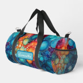 Lebhafter Blue Orange Pink Alkoholink Spritzer Duffle Bag (Rechte Ecke)