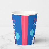 Lebhafter Blue und Red Bowling 6. Geburtstag Pappbecher (Rechts)