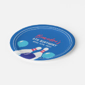 Lebhafter Blue und Red Bowling 6. Geburtstag Pappteller (Schrägansicht)