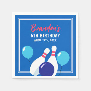 Lebhafter Blue und Red Bowling 6. Geburtstag Serviette