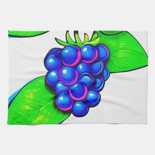 Lebhafter Blueberry Pop Art Geschirrtuch (Horizontal)
