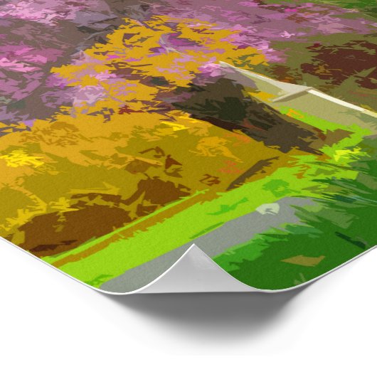 Lebhafter, blühender Rosa Baum im Frühling Poster (Ecke)