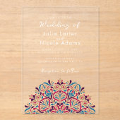 Lebhafter Blumenduft Delight Mandala Wedding Acryleinladungen (Vorderseite)