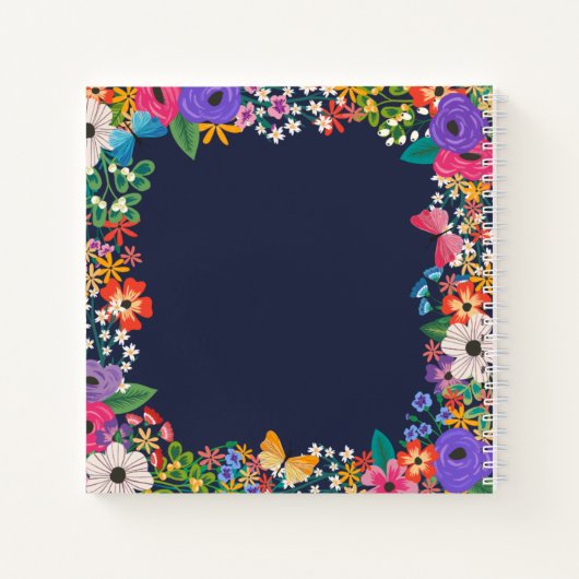 Lebhafter Blumenrahmen mit Schmetterlingen Notizblock (Rückseite)