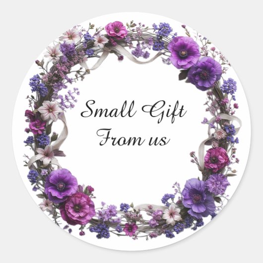 Lebhafter Blumenreath Runder Aufkleber (Vorderseite)