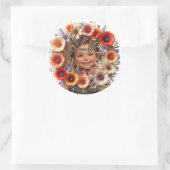 Lebhafter Blumenreath Runder Aufkleber (Tasche)