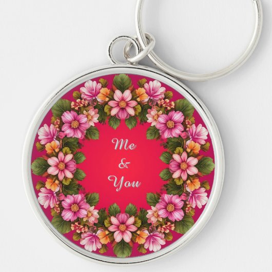 Lebhafter Blumenreath Schlüsselanhänger (Vorne)