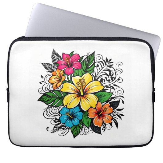 Lebhafter Blumenschlauch Laptopschutzhülle (Vorderseite)