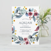 Lebhafter Blumenstrauß Aqiqah Einladung (Stehend Vorderseite)