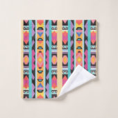 Lebhafter Boho Geometric-Muster-Mix Badhandtuch Set (Waschlappen)