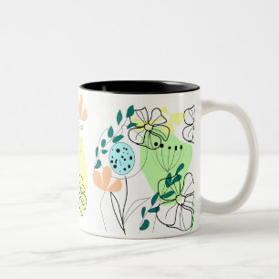 Lebhafter botanischer Kaffeebecher Zweifarbige Tasse