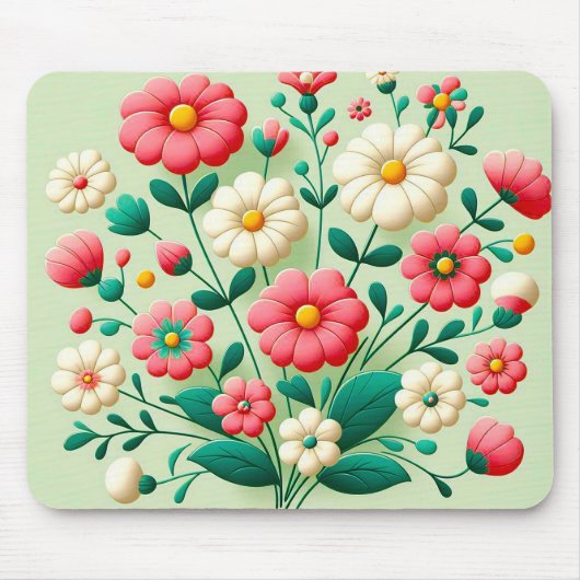 Lebhafter Bouquet mit 3D-Blume Mousepad (Vorne)
