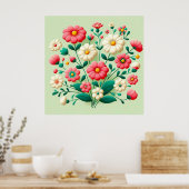 Lebhafter Bouquet mit 3D-Blume Poster (Küche)