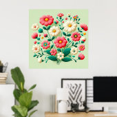 Lebhafter Bouquet mit 3D-Blume Poster (Heimbüro)