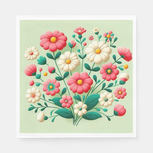 Lebhafter Bouquet mit 3D-Blume Serviette (Vorderseite)