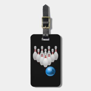 Lebhafter Bowlingsball und -Buttone Gepäckanhänger