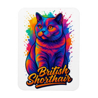 Lebhafter britischer Kurzhaar-Pop Art Cat Illustra Magnet