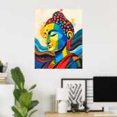 Lebhafter Buddha Abstrakter zeitgenössischer digit Poster (Heimbüro)