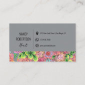 Lebhafter bunter Botanischer Blumenladen Visitenkarte (Rückseite)