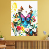 Lebhafter Butterfly Garden | Inspiriertes Federdes Leinwanddruck (Insitu (Wohnzimmer))