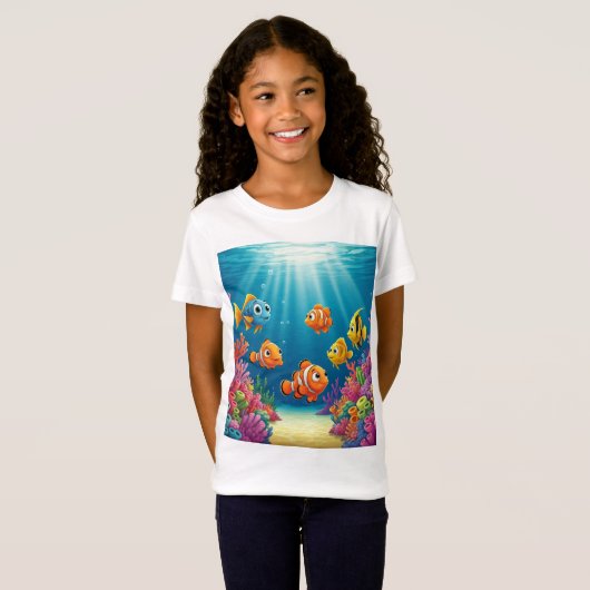 Lebhafter Cartoon Fisch in einem Korallenriff - Sp T-Shirt (Vorne ganz)