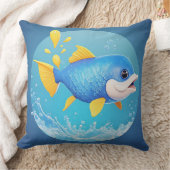 Lebhafter Cartoon Fisch mit Splash Kissen (Decke)