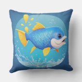 Lebhafter Cartoon Fisch mit Splash Kissen (Rückseite)