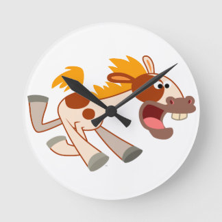 Lebhafter Cartoon Pinto Pferdewall Uhr