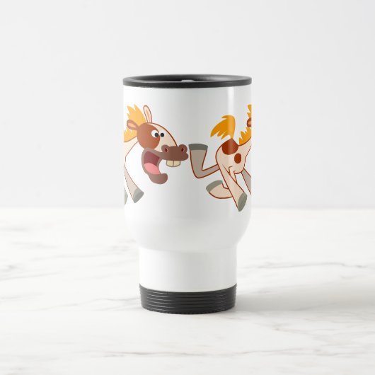 Lebhafter Cartoon Pinto Reitpferde Tasse (Mittel)