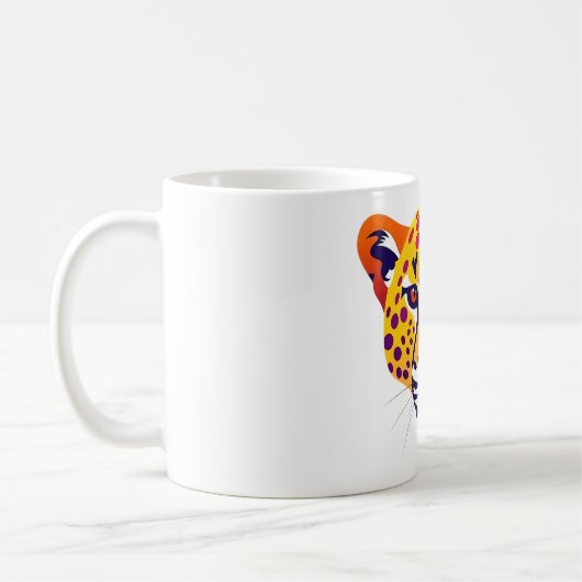 Lebhafter Cheetah Head in Sunset Hues Kaffeetasse (Links)