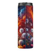 Lebhafter Dandelion Field kosmischer Sonnenunterga Thermosbecher (Rückseite)