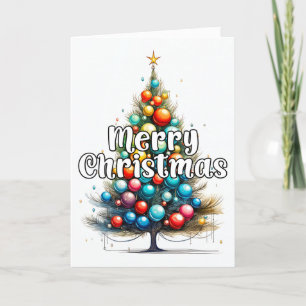 Lebhafter dekorativer froher Weihnachtsbaum Feiertagskarte